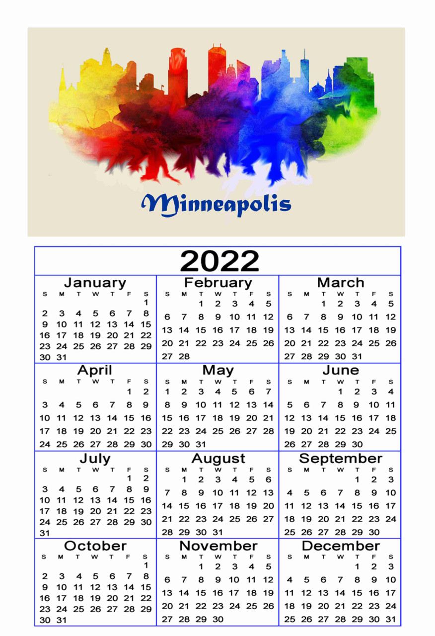 Year At a Glance  Calendar Glance 2022  Minneapolis City