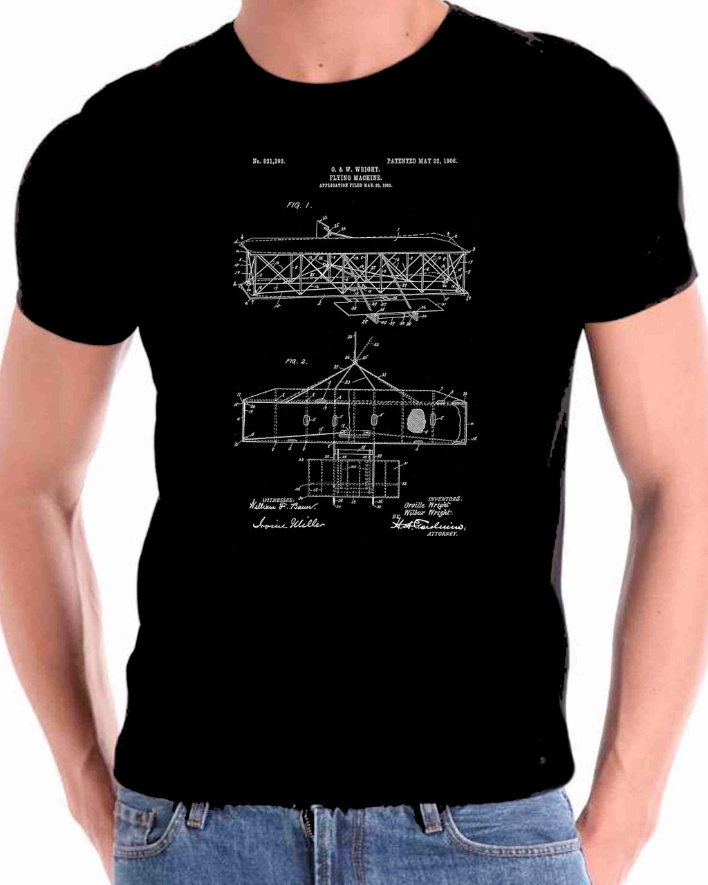 Wright Bothers  Diagram Drawing Patent  T  shirt