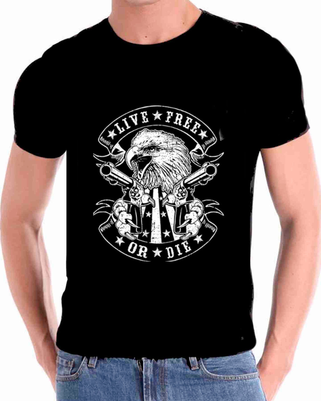 Live Free Or Die Eagle Art Guns T shirt