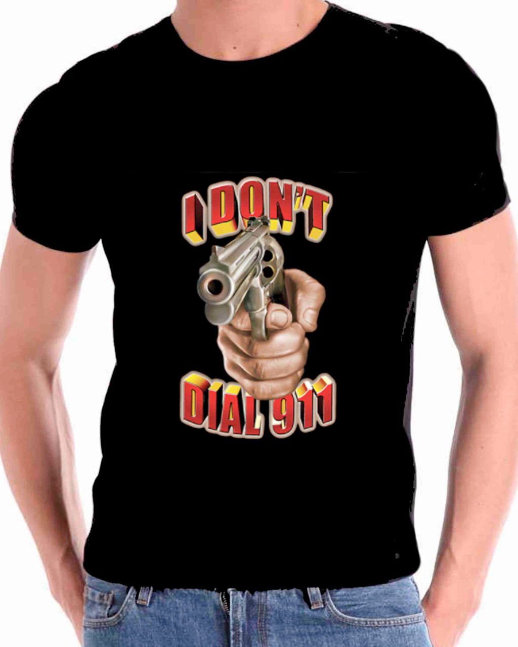 I Don't Dial 911 Gun Patriotic Art T shirt