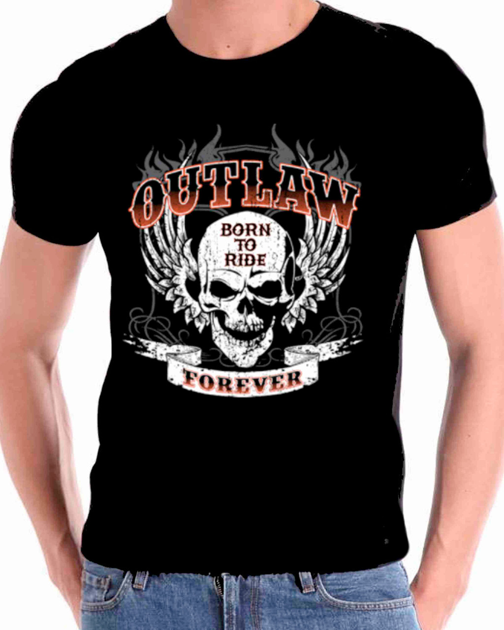 Outlaw Born To Ride  Motorcycles art T shirt