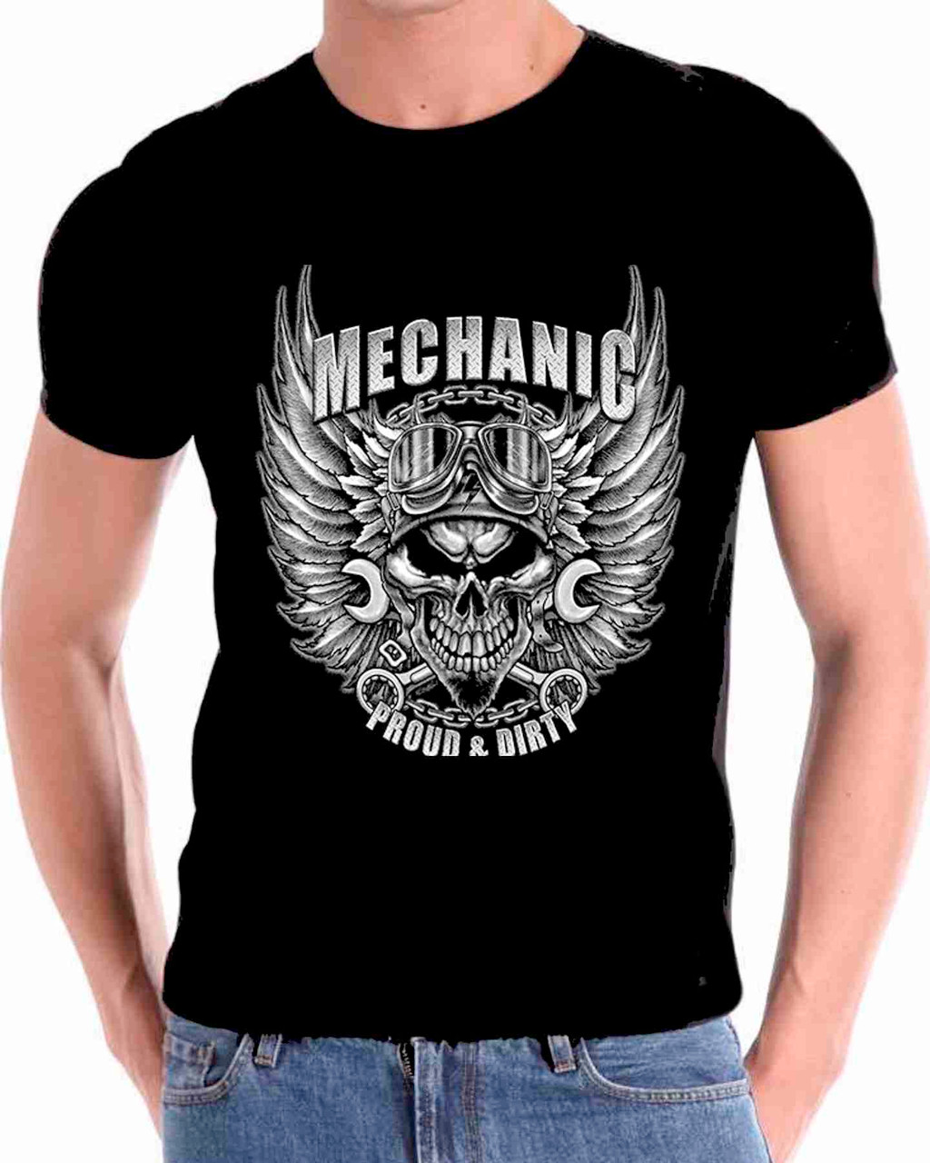 Mechanic Proud and Dirty Very Cool Motorcycles art T shirt