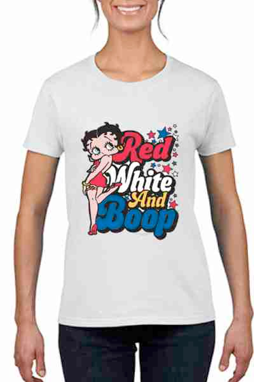 Patriotic Red White and Blue  Betty Boop  Ladies T shirt
