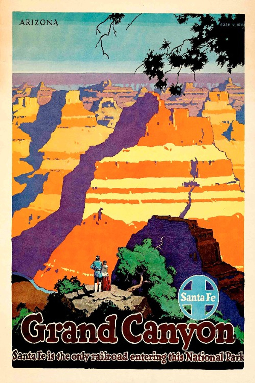 Grand Canyon Santa Fe Railroad 1924 Travel Poster