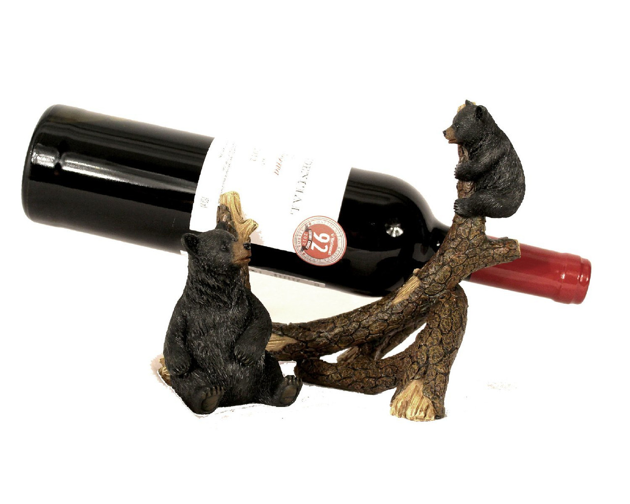 Black Bears and old wood  wine Rack 11 "L  Wine Rack and Bottle Holder