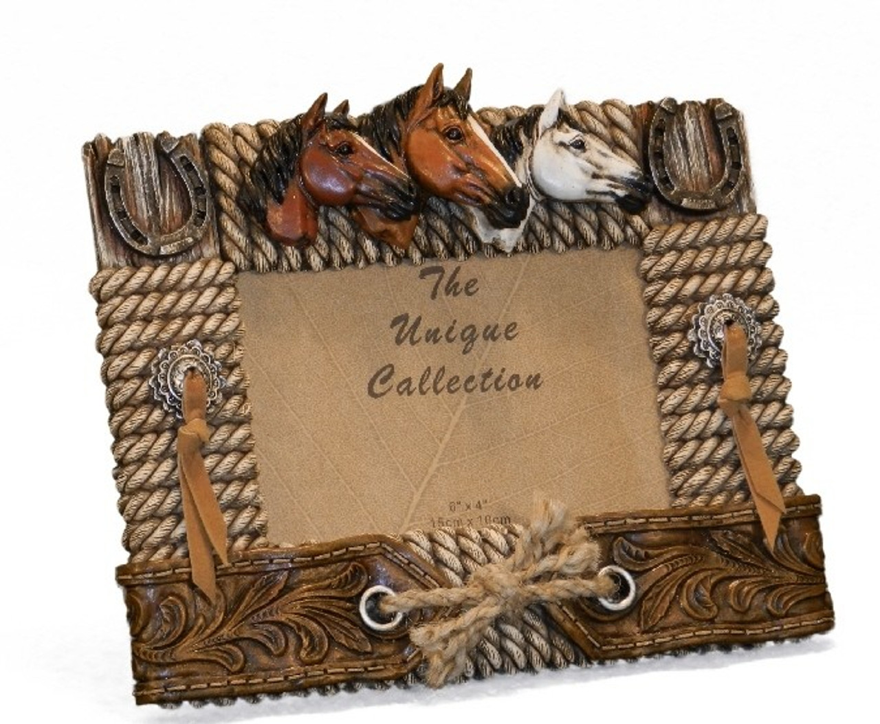 Horses rustic old west Look frame hold a 4 x 6 Photo 9 x 11 overall