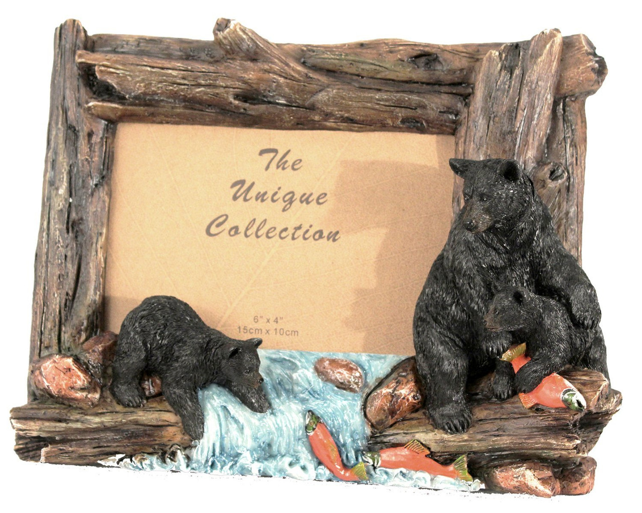 Black Bears Fishing  Look a 3D frame hold a 4 x 6 Photo 9 x 11 overall