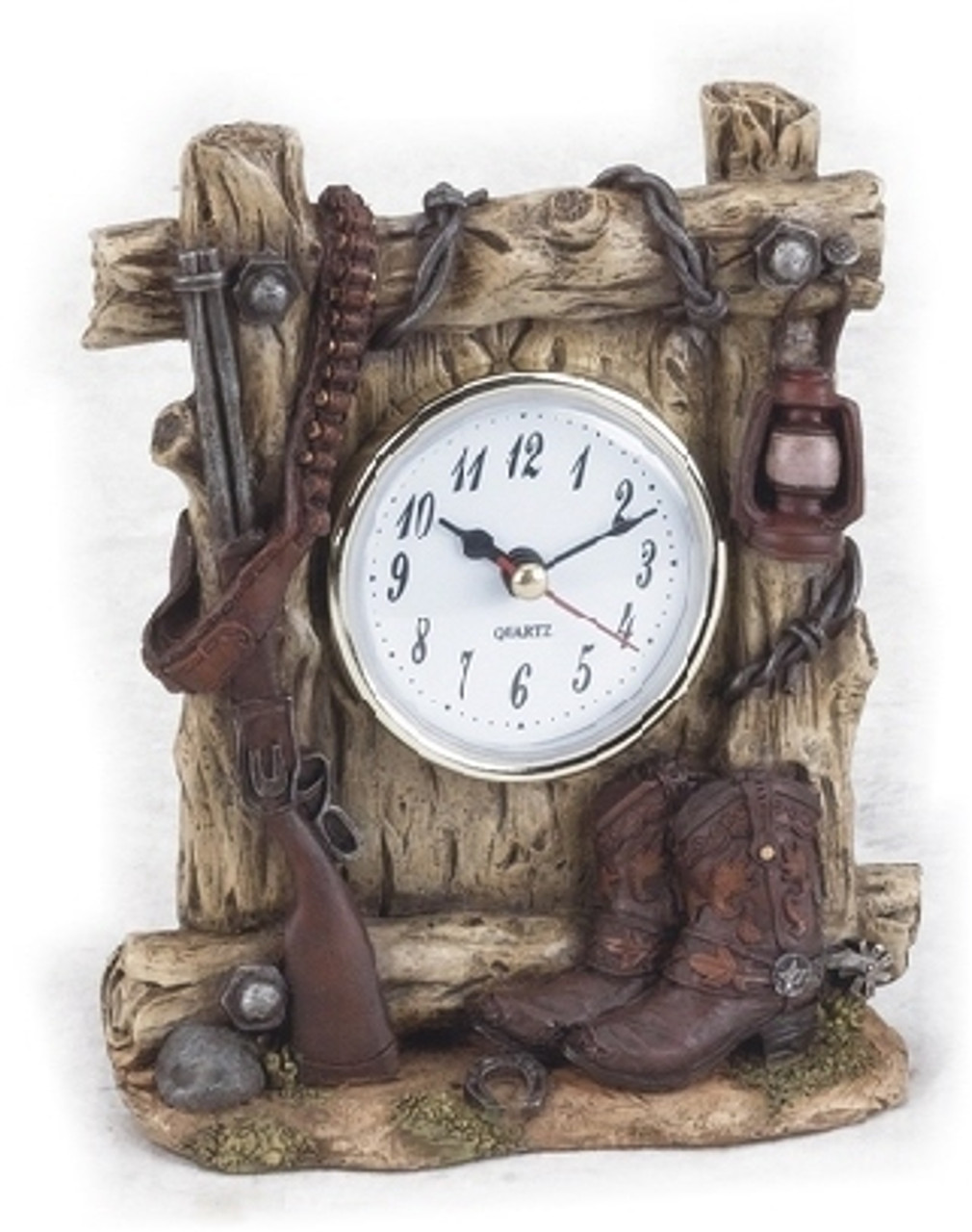 Old West Table Top Quarts Clock Batteries not included, Cowboy designed art Old West Style  Wild Life Art