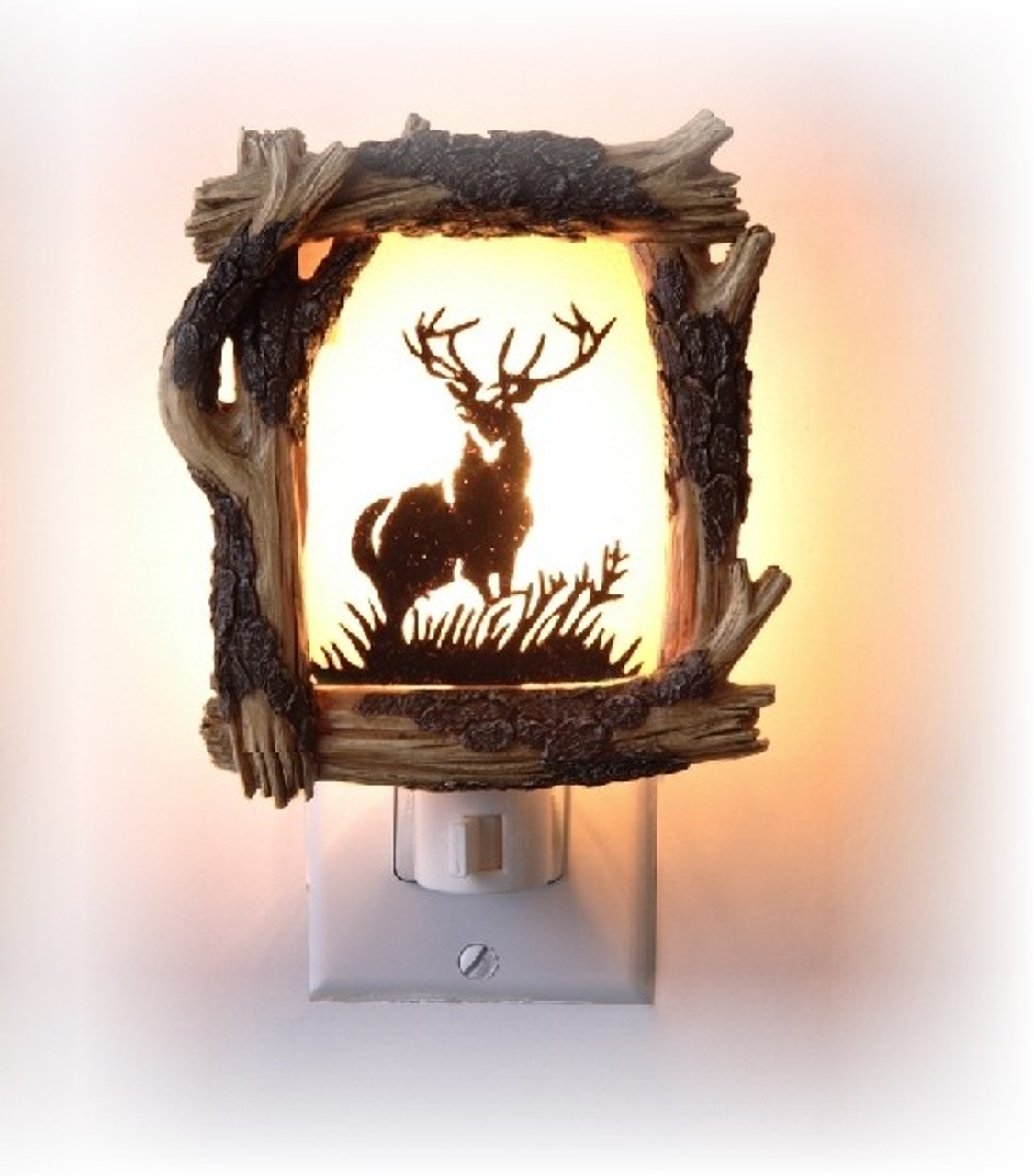 Elk art 3 inch wide NIGHT LIGHT western old west cowboy art style  VERY LARGE AND BRIGHT