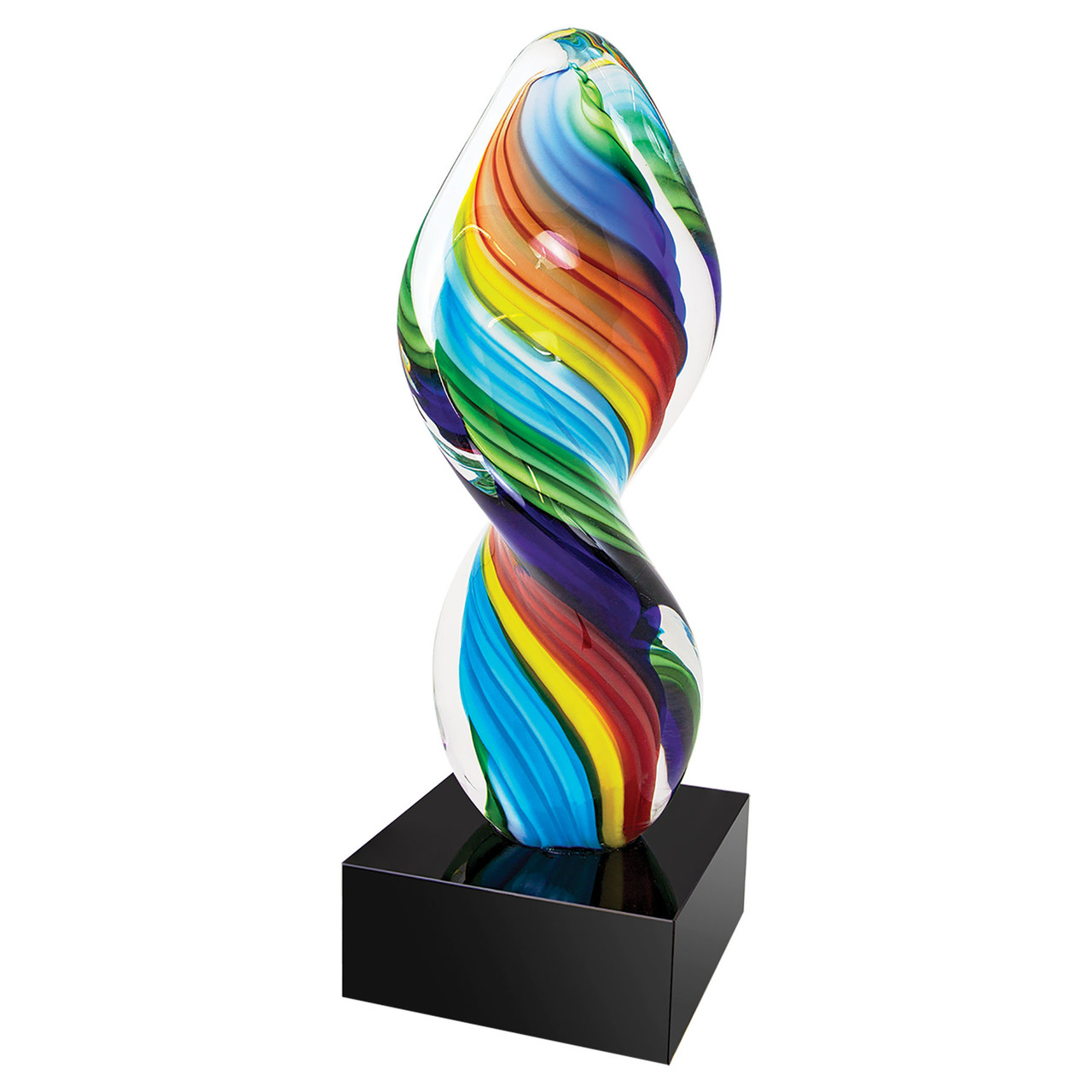 10 1/2" Rainbow Twist Art Glass  Art Glass Hand made Hand Blown Sculpture