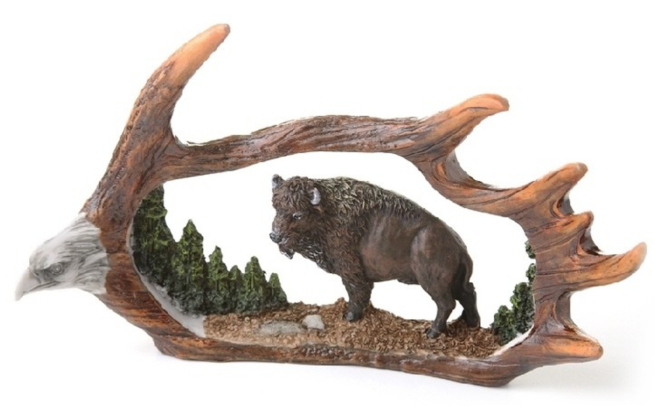 Buffalo Antler Carving 9"W Mini  Sculpture