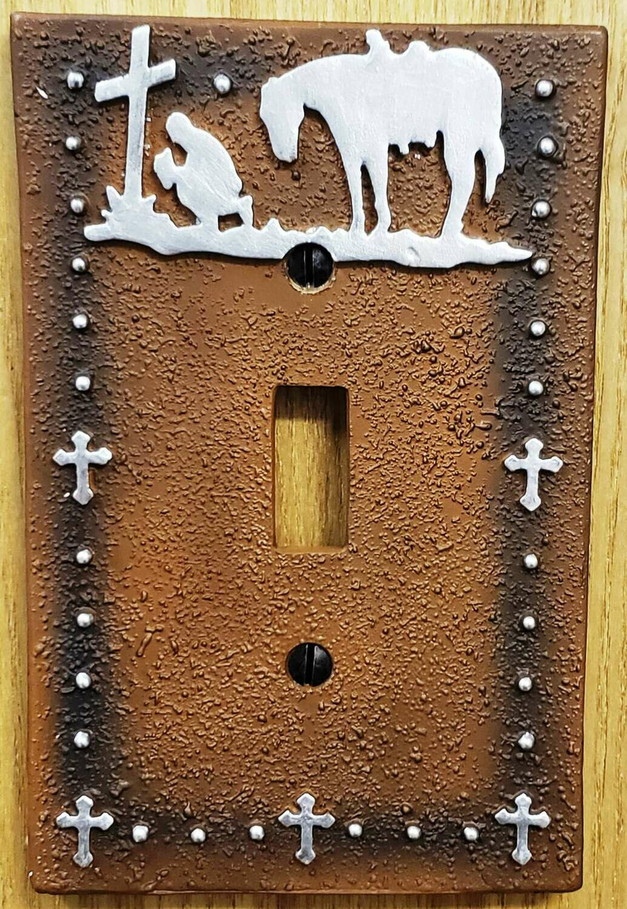 Cowboy Praying  Art Single Wall Light Switch Wall Outlet