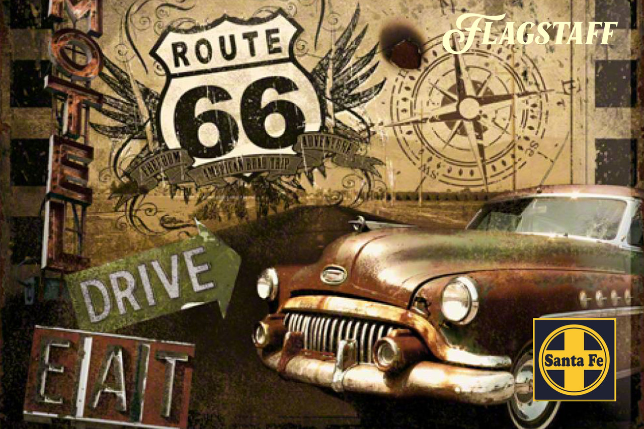 Copy Historic Route 66 Travel Poster Retro Vintage  Poster Wall Art Decor