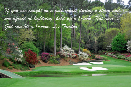 Poster  If You Are Caught On A Golf Course During A Storm And Are Afraid Of Lightning, Hold Up A 1-Iron. Not Even God Can Hit A 1-Iron. Lee Trevino