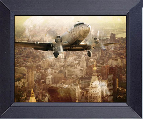 Old Dc 3 Flying Over Manhattan 1930s Framed Art Photograph Print Framed Print
