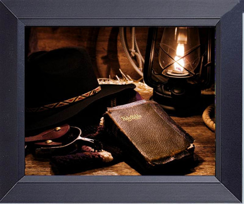 Cowboy Gear Bible And Old West Lamp Framed Art Photograph Print Framed Print
