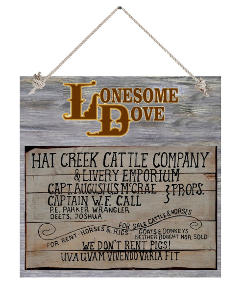 Lonesome Dove We Don't Rent Pigs 12 X 12 wood sign