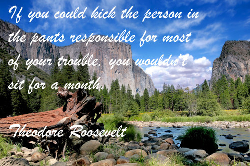 Famous Quote Poster  If You Could Kick The Person In The Pants Responsible For Most Of Your Trouble, You Wouldn't Sit For A Month. Theodore Roosevelt