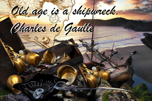 Famous Quote Poster  Old Age Is A Shipwreck. French President Charles De Gaulle
