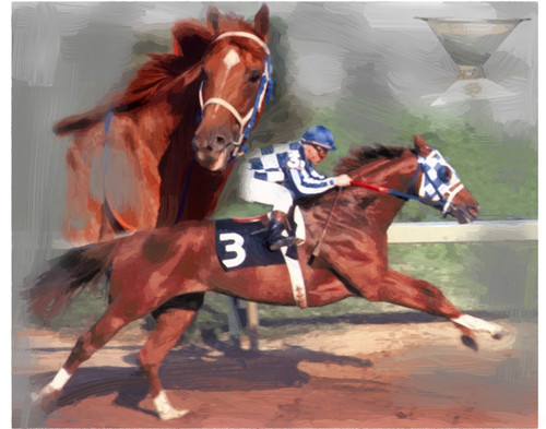 Secretariat Wins Triple Crown Oil Painting Poster Print