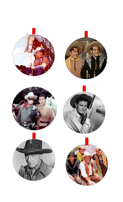 set of 6 TV Cowboys Christmas  Ornament