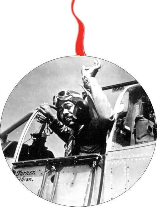 African American Red Tail Pilot Christmas  Ornament