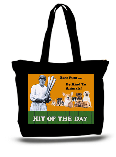 XXL Tote Bag Babe Ruth  Says Be Kind To Animals