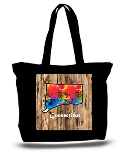 Connecticut City and State Skyline Watercolor Tote Bags