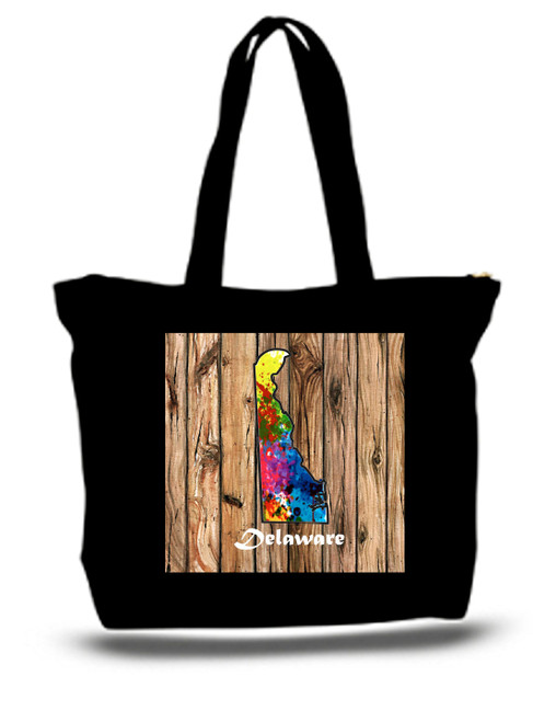 Delaware City and State Skyline Watercolor Tote Bags