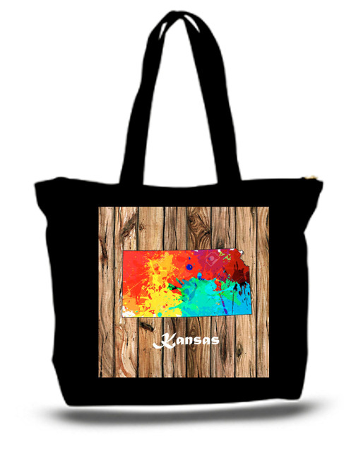 Kansas City and State Skyline Watercolor Tote Bags