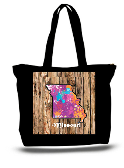 Missouri City and State Skyline Watercolor Tote Bags