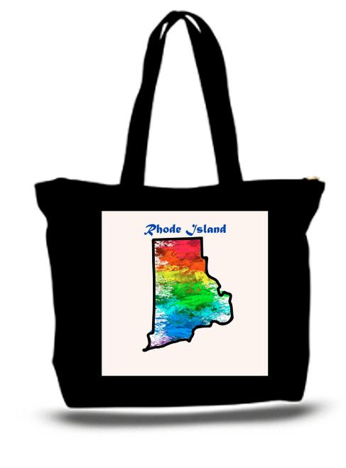 Rhode Island City and State Skyline Watercolor Tote Bags