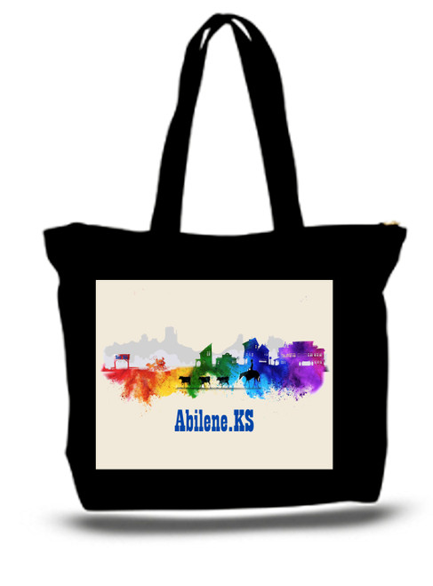 Abilene City and State Skyline Watercolor Tote Bags