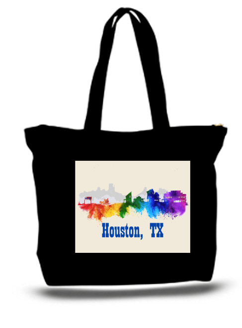 Houston 2 City and State Skyline Watercolor Tote Bags