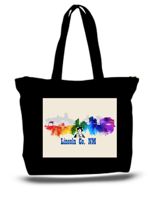 Lincoln City and State Skyline Watercolor Tote Bags