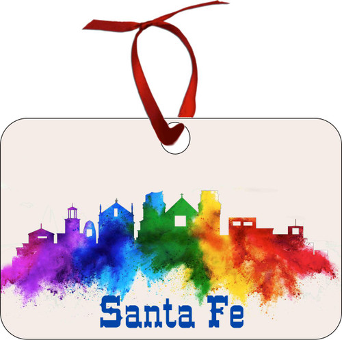 Santa Fe City and State Skyline Watercolor Tote Bags