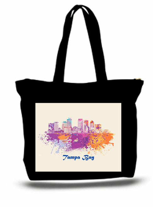 Tampa Bay City and State Skyline Watercolor Tote Bags