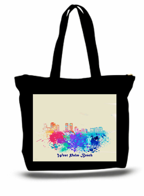 West Palm Beach City and State Skyline Watercolor Tote Bags