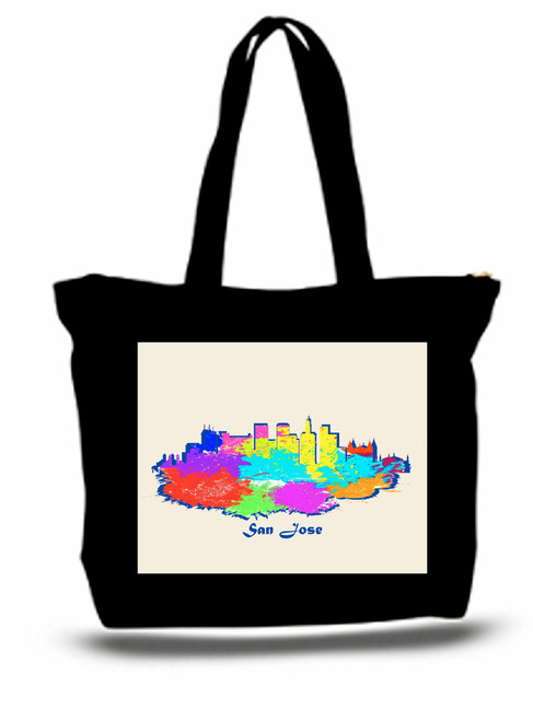 San Jose City and State Skyline Watercolor Tote Bags