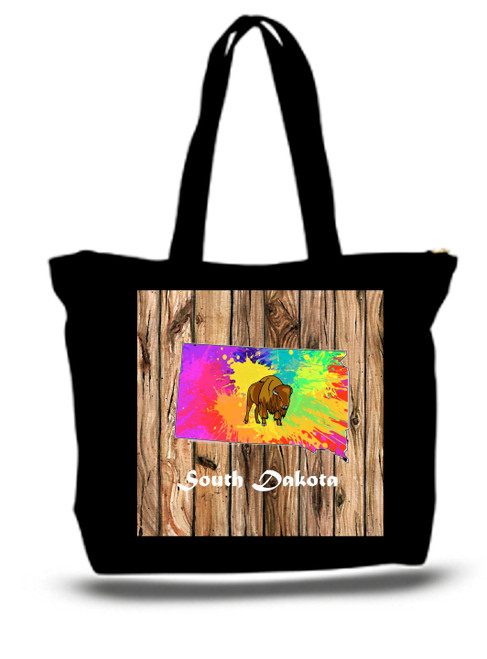 South Dakota City and State Skyline Watercolor Tote Bags
