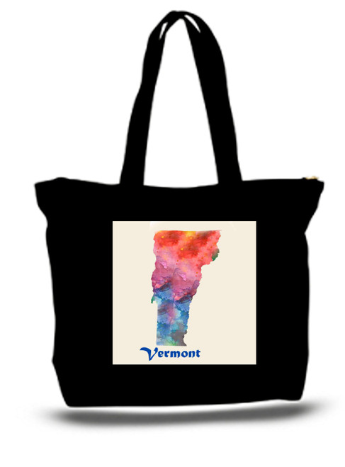 Vermont City and State Skyline Watercolor Tote Bags