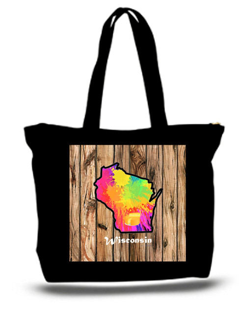 Wisconsin City and State Skyline Watercolor Tote Bags