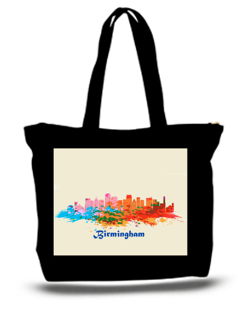 Birmingham City and State Skyline Watercolor Tote Bags