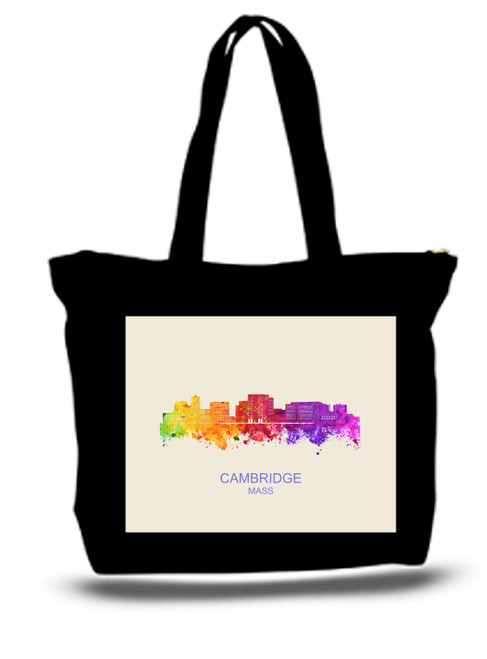 Cambridge Ma City and State Skyline Watercolor Tote Bags