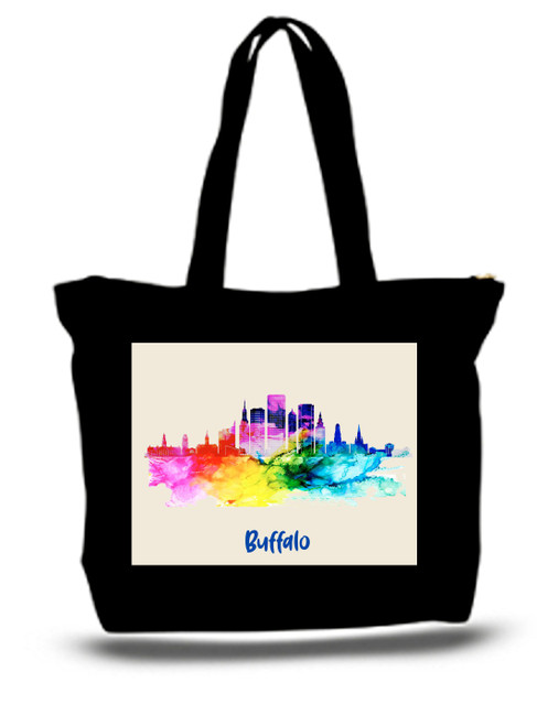 Buffalo City and State Skyline Watercolor Tote Bags