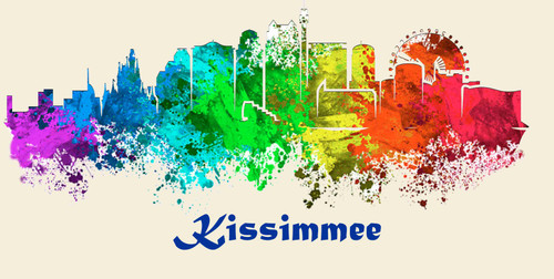 Kissimmee License Pate Watercolor Skyline Art