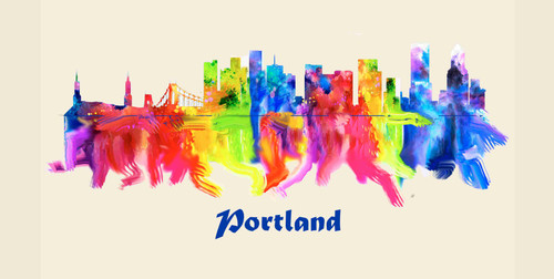 Portland License Pate Watercolor Skyline Art