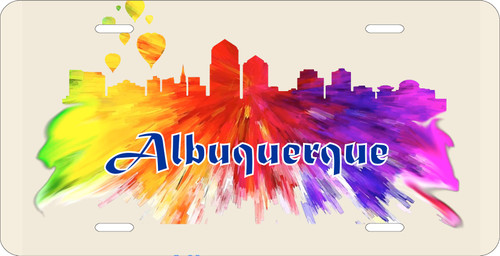 Albuquerque 1 License Pate Watercolor Skyline Art