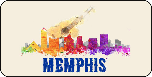 Memphis License Pate Watercolor Skyline Art