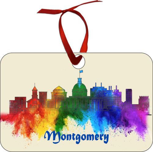 City Of Montgomery Watercolor Skyline Chirstmas Ormanent